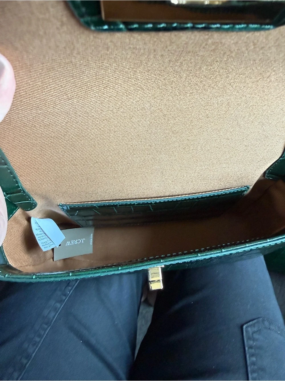 J.Crew Edie Old Forest Green Croc Embossed Italian Leather Crossbody NWT